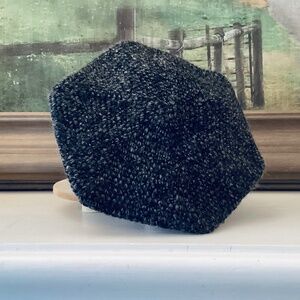 Crochet Beret Charcoal Gray Wool Mohair Blend Handcrafted In USA Adult S Artist